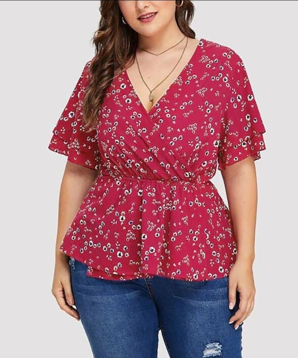Plus Size Flower Print Top - Deb Shops