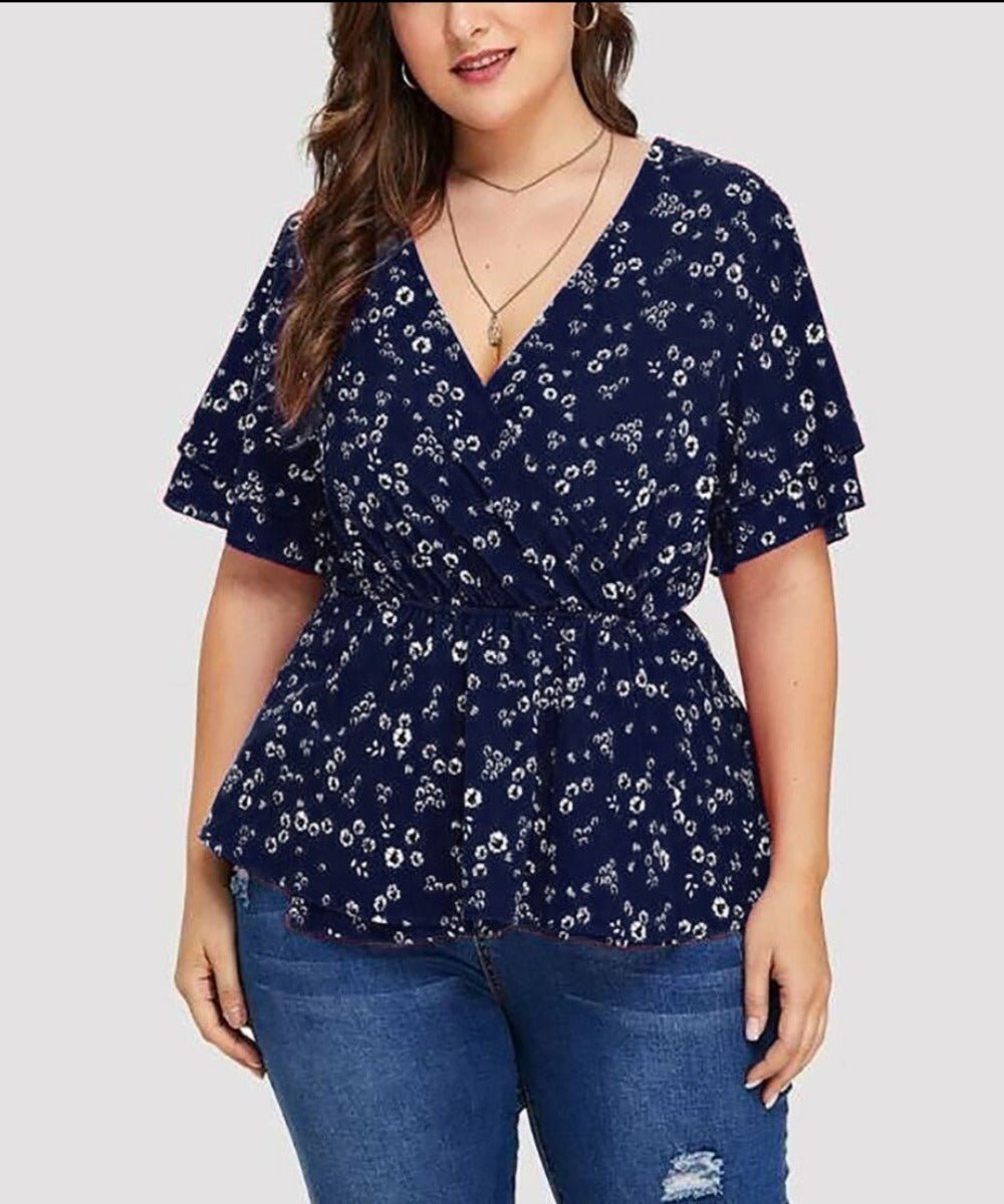 Plus Size Flower Print Top - Deb Shops