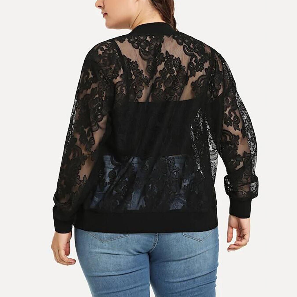 Plus Size Lace Loose Shawl Jacket - Deb Shops