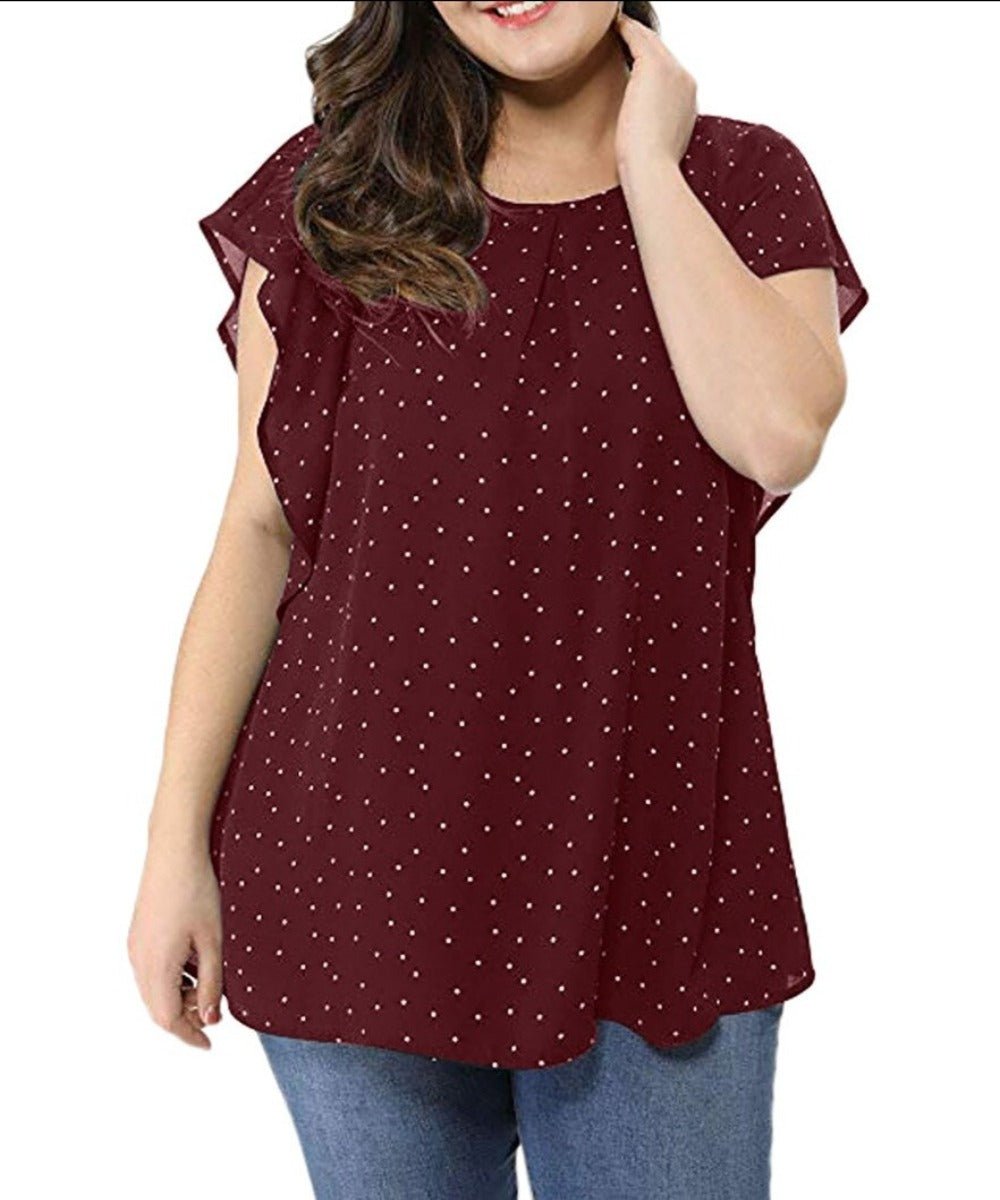 Plus Size O-neck collar Short Sleeves Top - Deb Shops