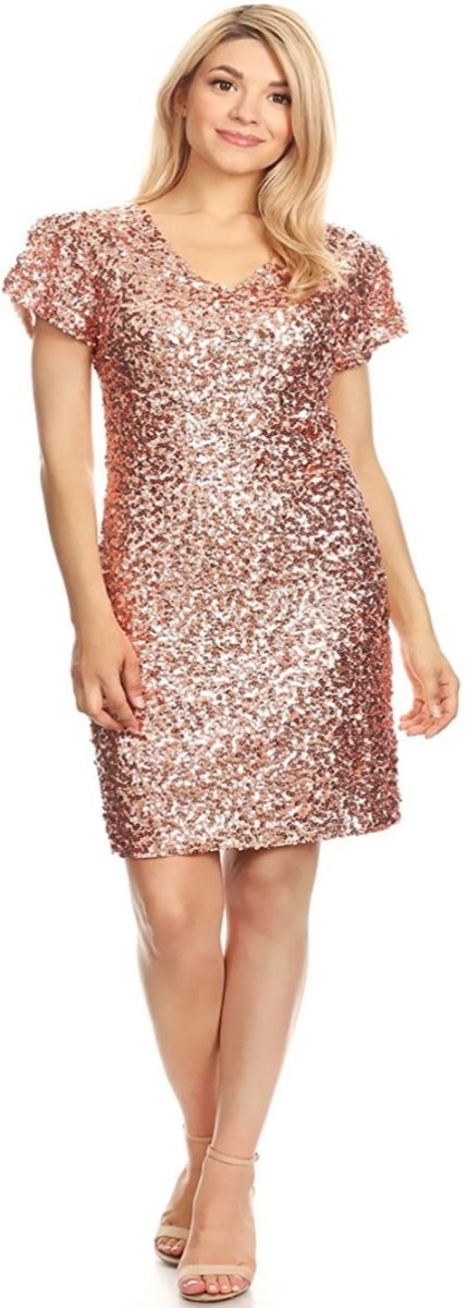 Sexy Short Sleeve Sequin Mini Dress - Deb Shops