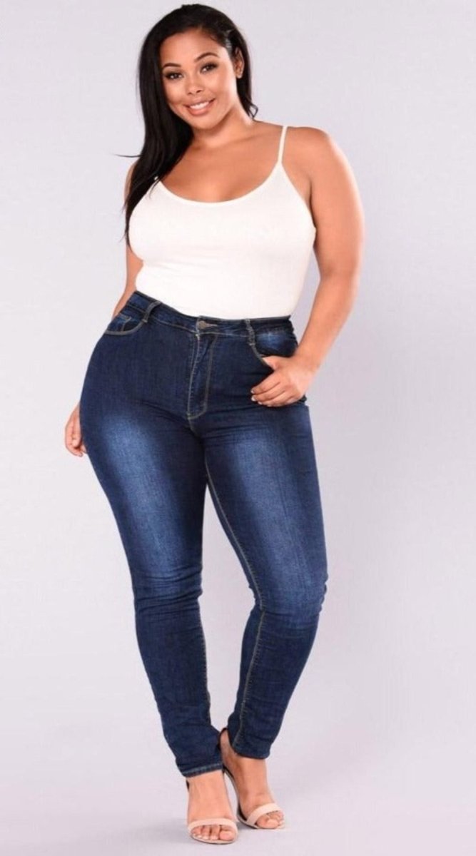 Stretch Slim Denim Skinny High Waist Pencil Zipper Jeans - Deb Shops