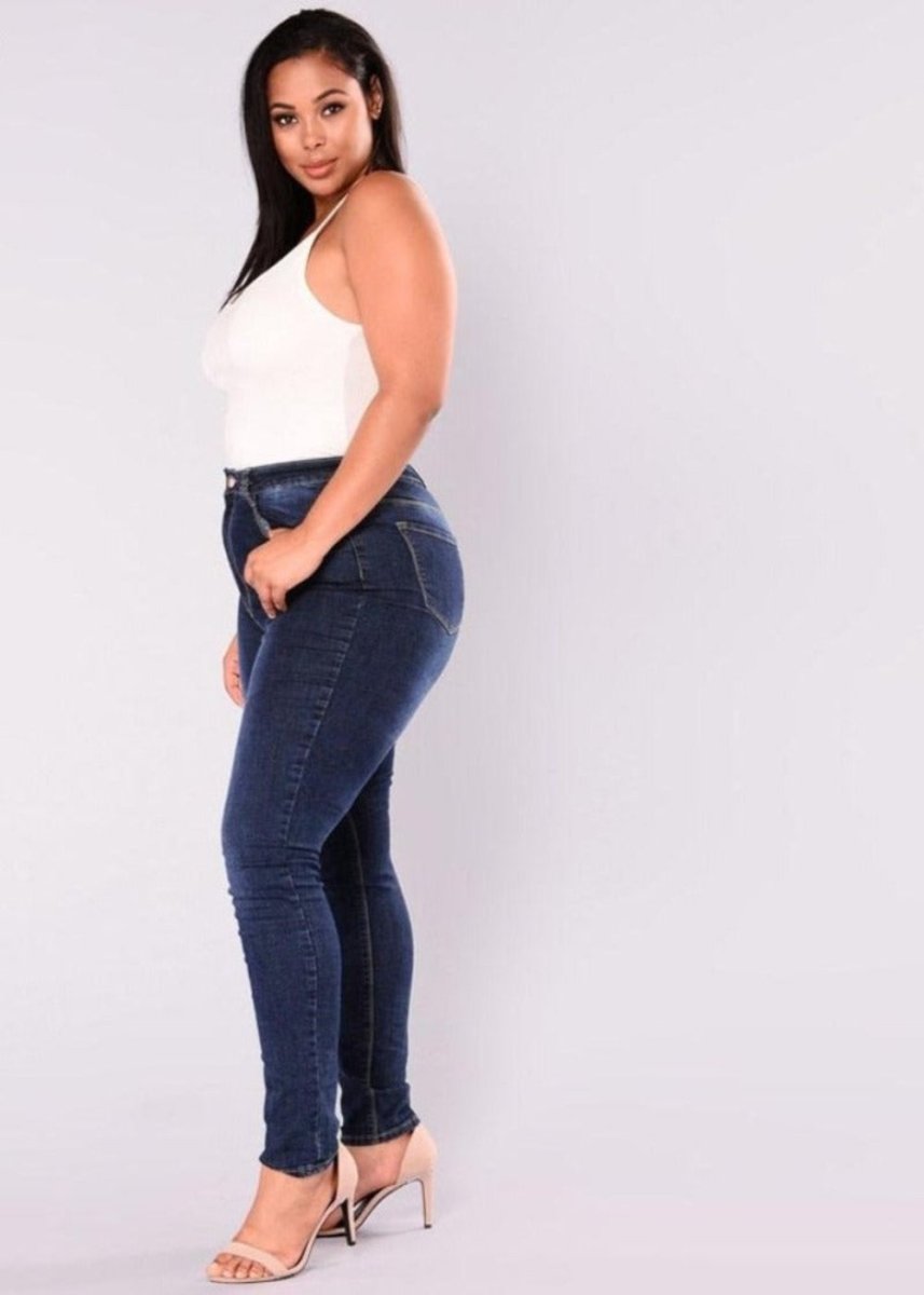 Stretch Slim Denim Skinny High Waist Pencil Zipper Jeans - Deb Shops