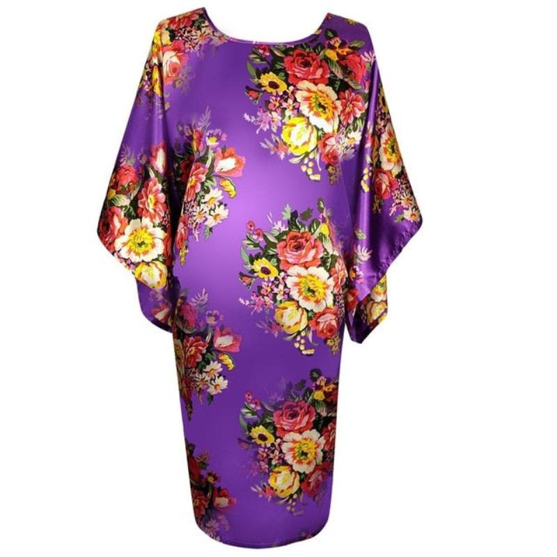 Satin Nightwear Nightgown Loose Bath Gown Nightdress Sleepwear Night Dress - Debshops