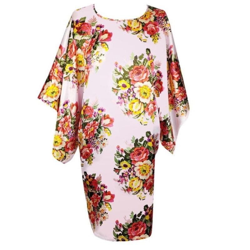 Satin Nightwear Nightgown Loose Bath Gown Nightdress Sleepwear Night Dress - Debshops