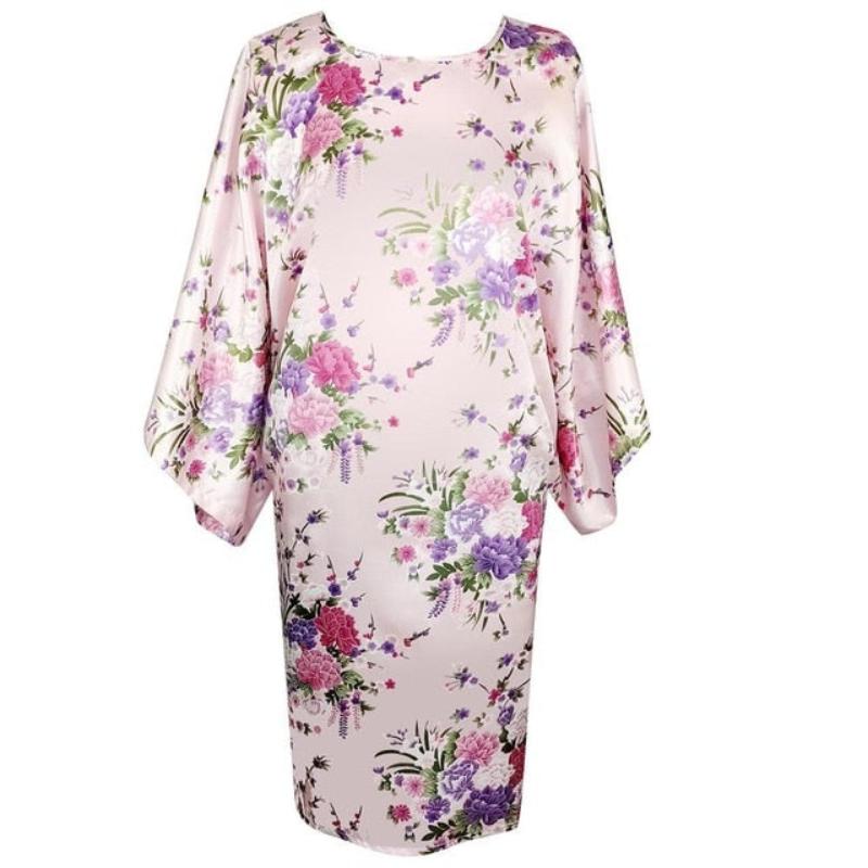 Satin Nightwear Nightgown Loose Bath Gown Nightdress Sleepwear Night Dress - Debshops