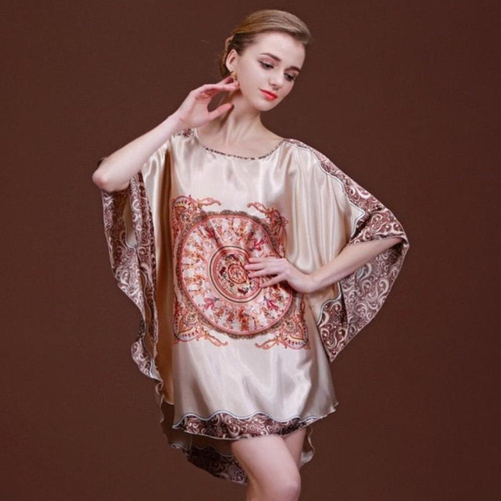 Satin Nightwear Nightgown Loose Bath Gown Nightdress Sleepwear Night Dress - Debshops