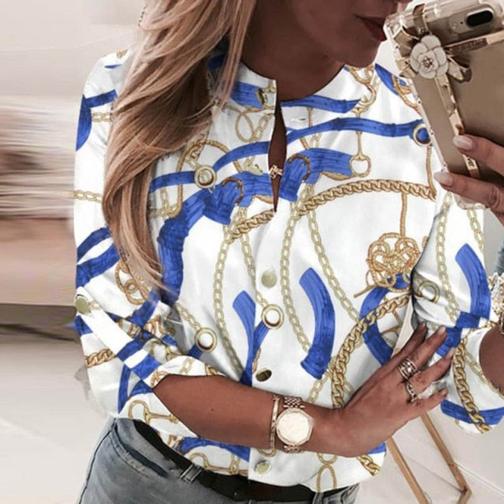 Elegant Adjustable Sleeve Button Blouse - Debshops