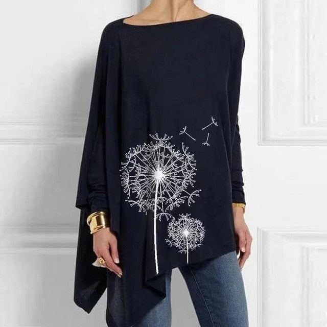 Irregular O Neck Long Sleeve Tunic - Debshops