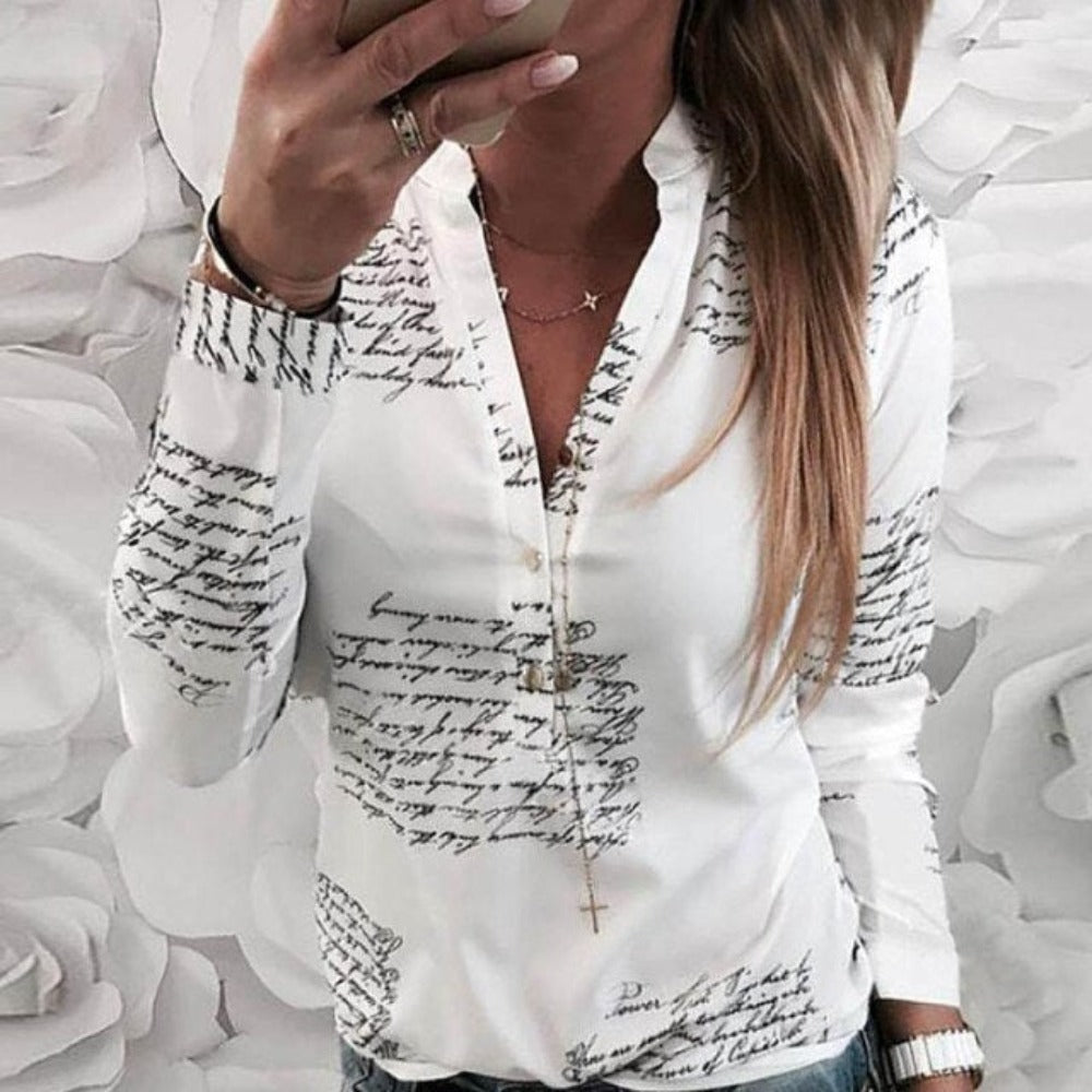 Elegant Adjustable Sleeve Button Blouse - Debshops