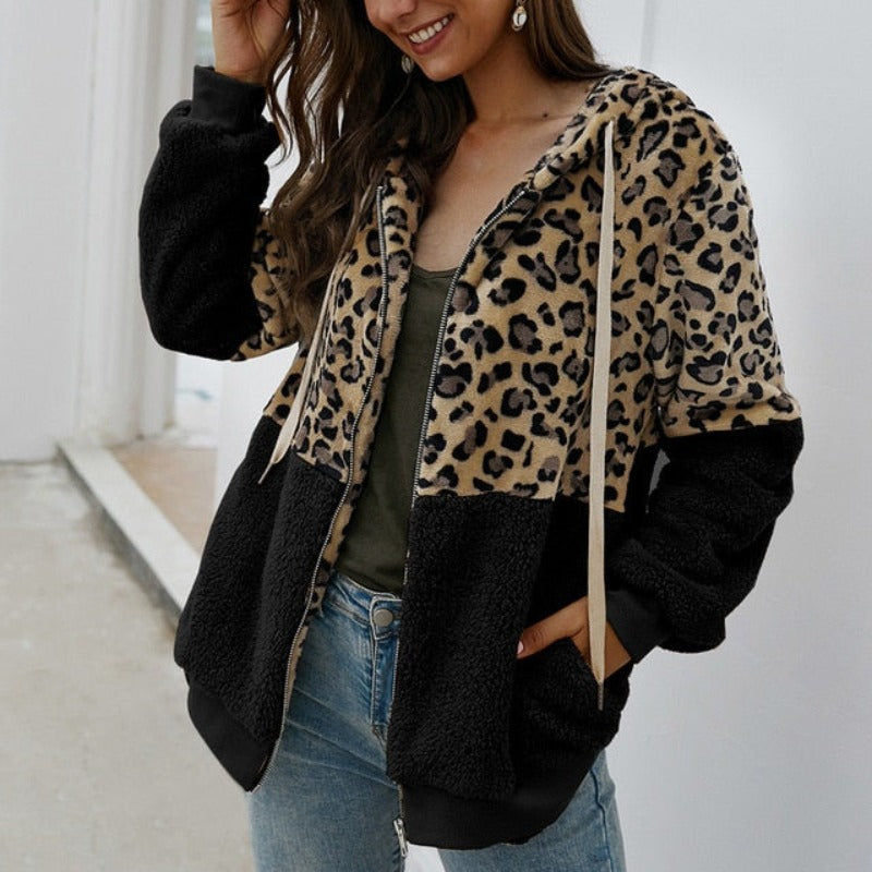 Leopard Coat Fleece Jacket Hoodies - Debshops