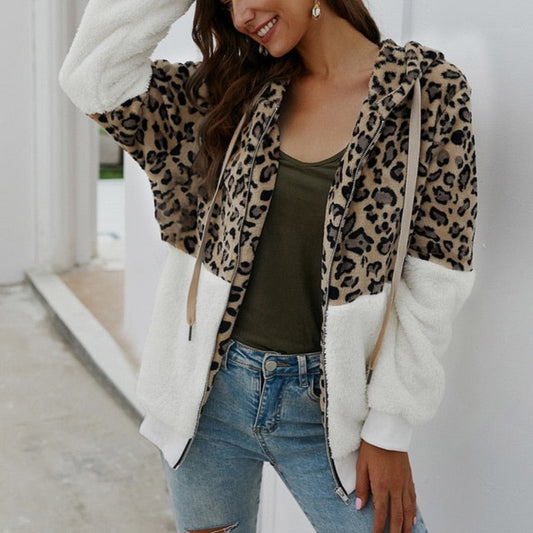 Leopard Coat Fleece Jacket Hoodies - Debshops