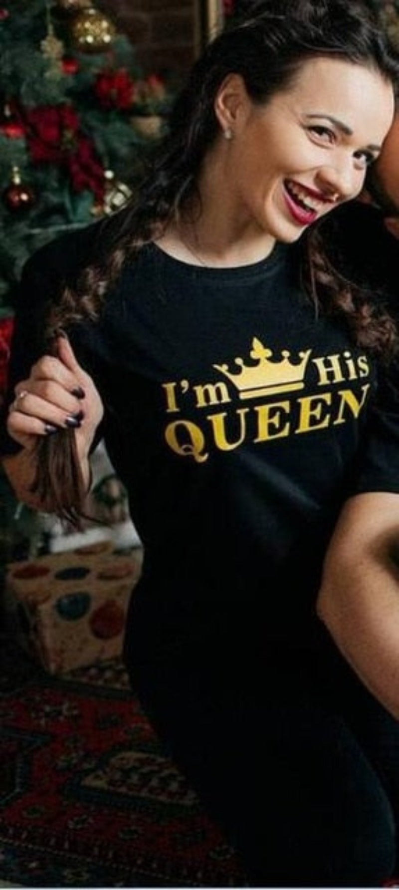 Cotton Print His Queen Her King Crown O neck Short Sleeve - Debshops