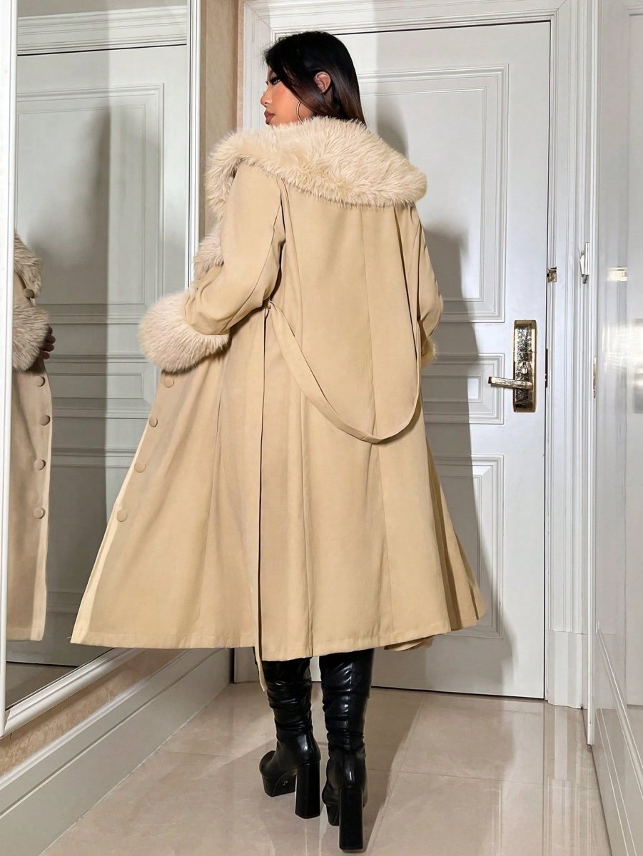 Waterfall Collar Belted Coat - Deb Shops