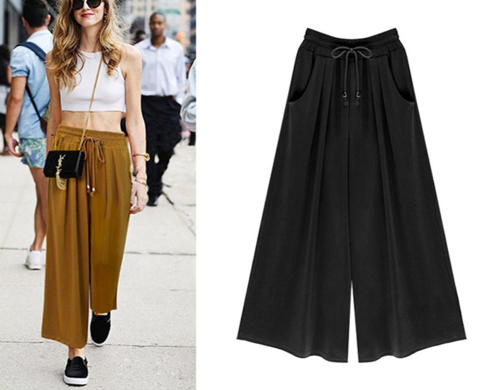 Wide Leg High Waist Loose Pants - Deb Shops