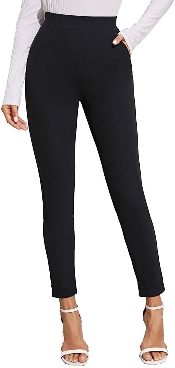 Women's Stretchy Workwear Skinny Pants with Belt - Deb Shops