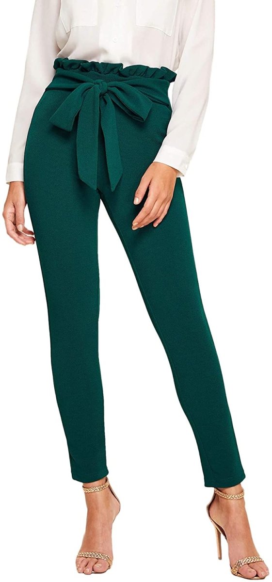 Women's Stretchy Workwear Skinny Pants with Belt - Deb Shops
