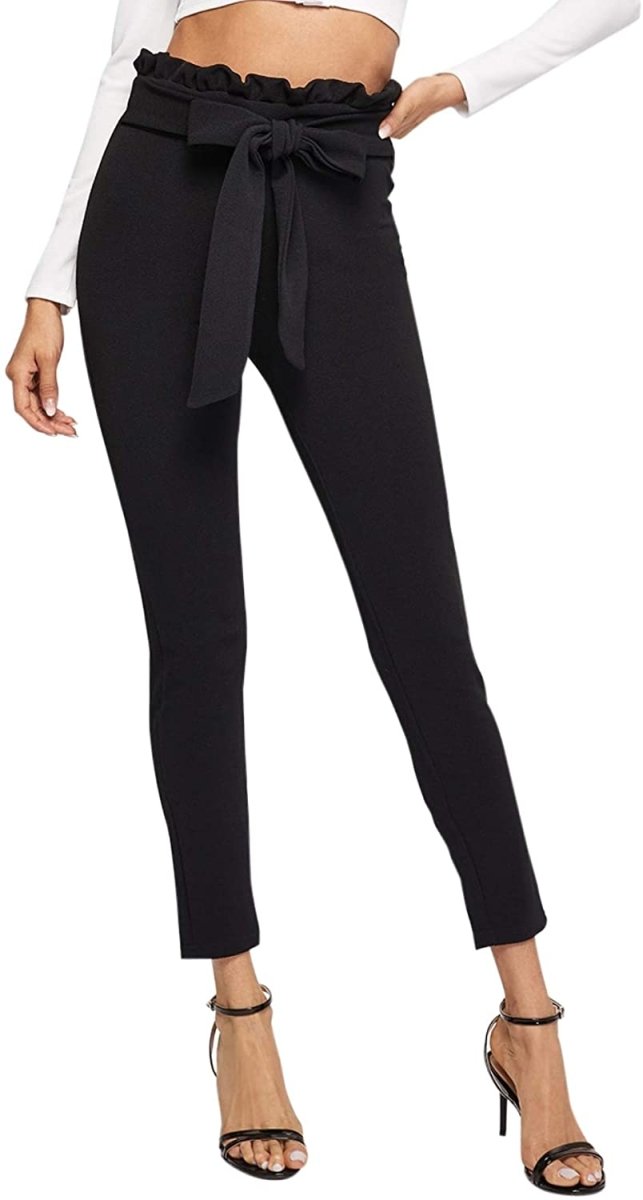 Women's Stretchy Workwear Skinny Pants with Belt - Deb Shops