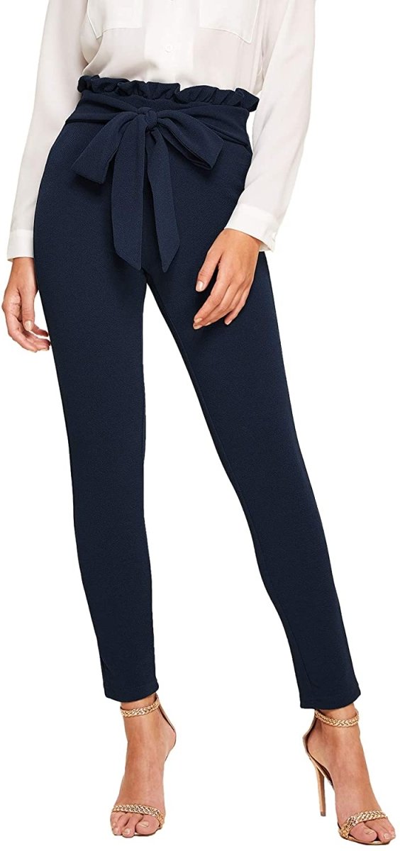 Women's Stretchy Workwear Skinny Pants with Belt - Deb Shops