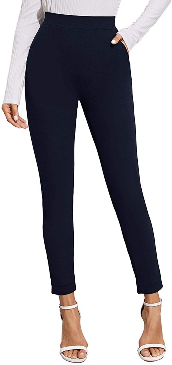 Women's Stretchy Workwear Skinny Pants with Belt - Deb Shops