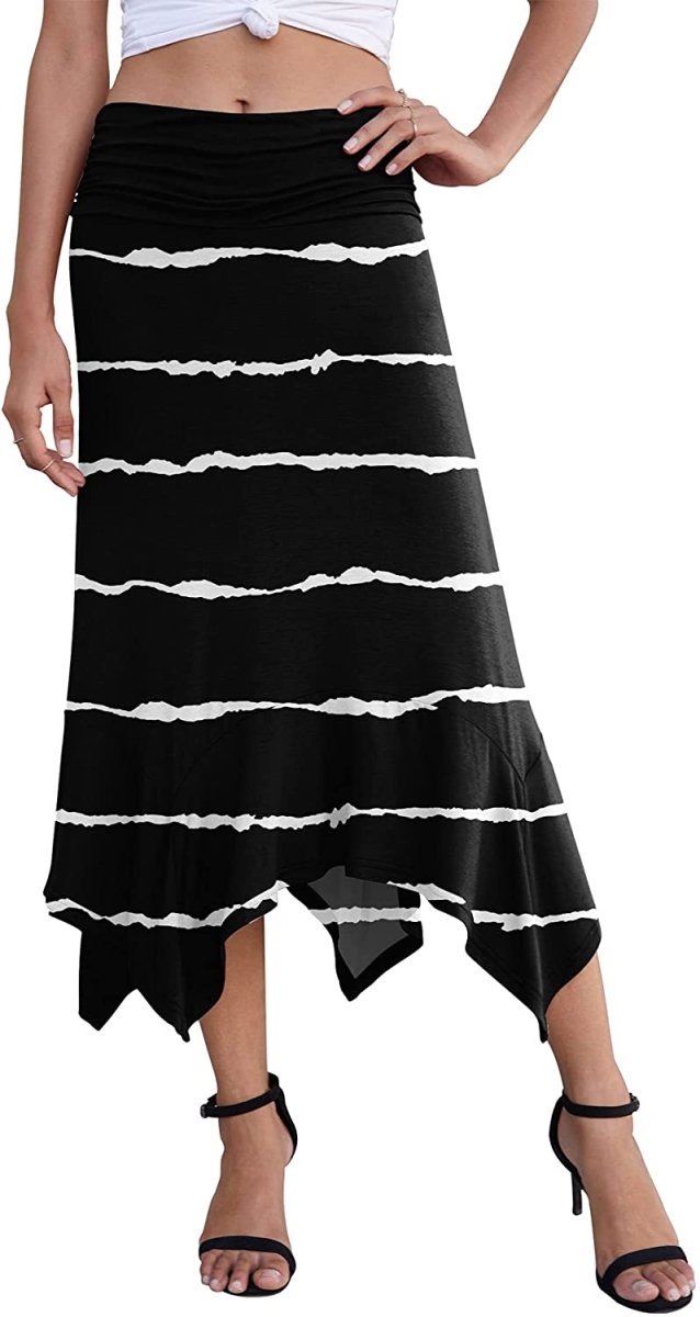 Women's Summer Soft Fit Flowy Handkerchief Hemline Midi Skirt - Deb Shops