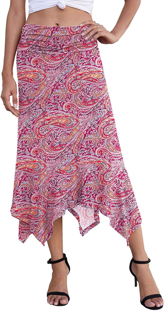 Women's Summer Soft Fit Flowy Handkerchief Hemline Midi Skirt - Deb Shops