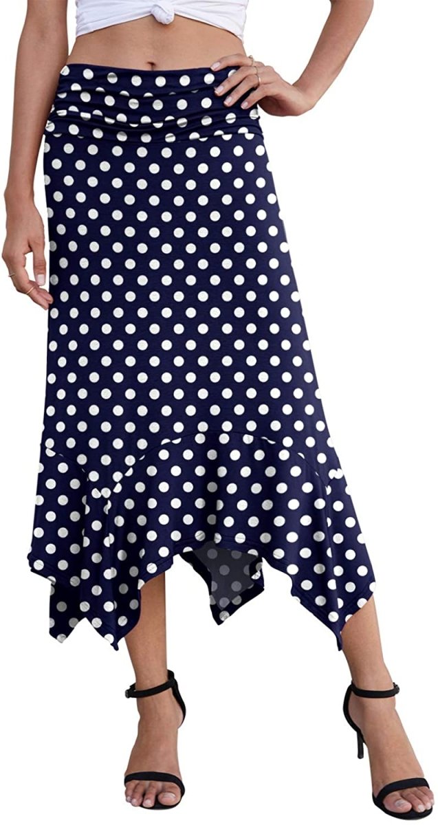 Women's Summer Soft Fit Flowy Handkerchief Hemline Midi Skirt - Deb Shops